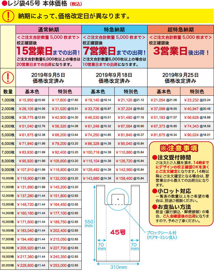 レジ袋45号本体価格(税込)