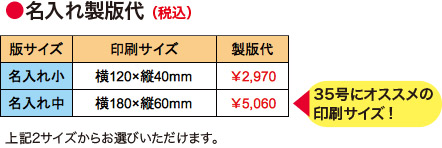 名入れ製版代<名入れ中>横180×縦60mm(35号にオススメの印刷サイズ!)