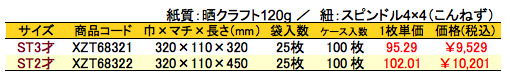 ストレートバッグ 小粋 価格表(ケース販売)